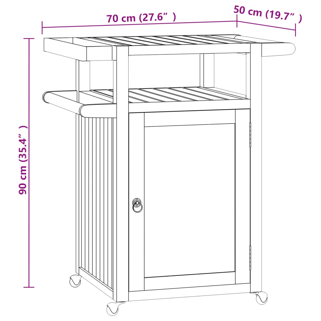 Barvogn 70x50x90 cm heltre teak