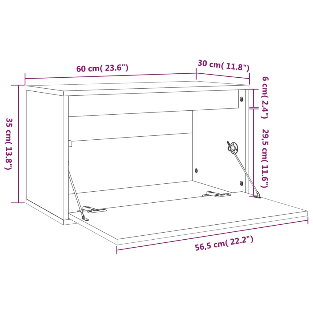 Veggskap honningbrun 60x30x35 cm heltre furu