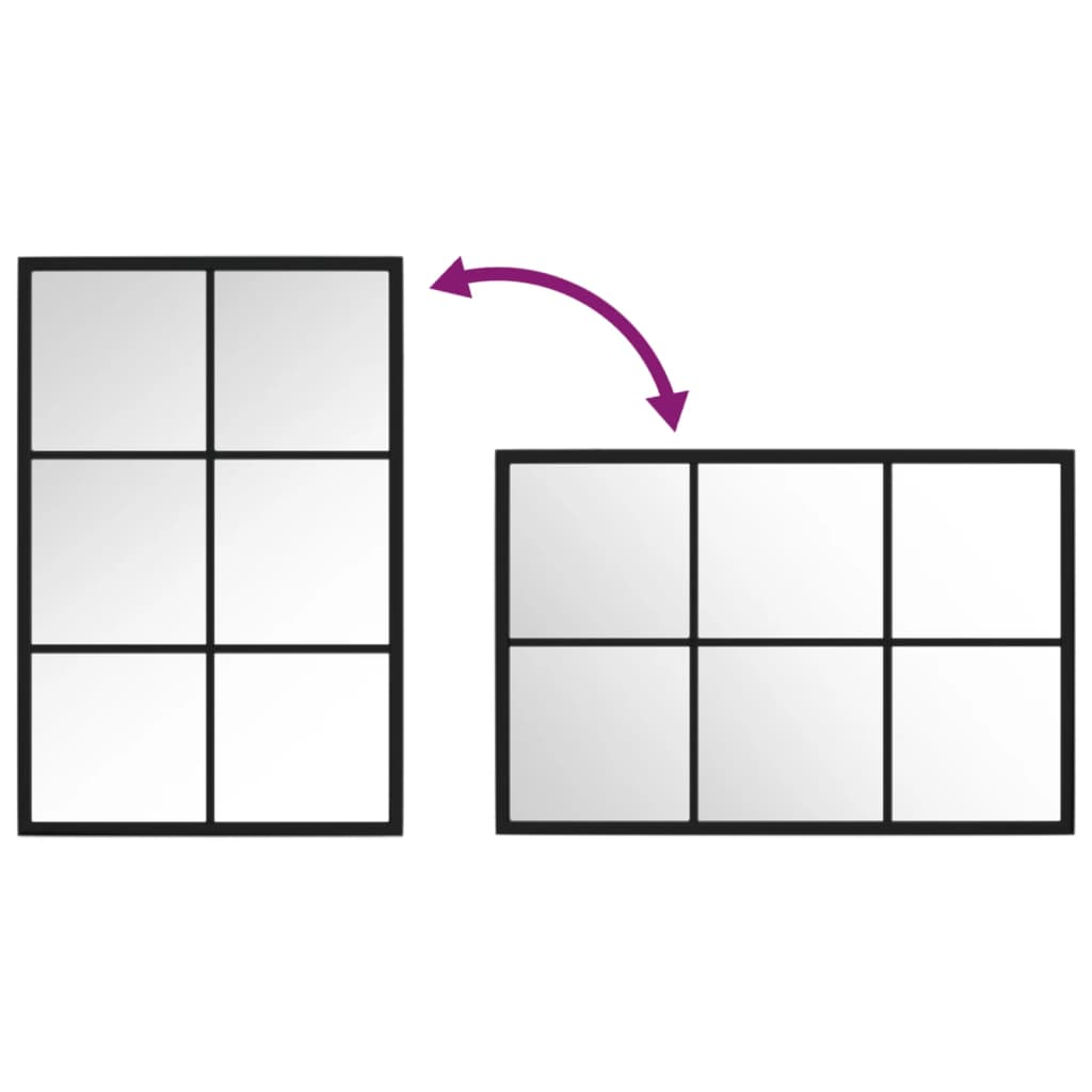 Veggspeil svart 60x40 cm metall