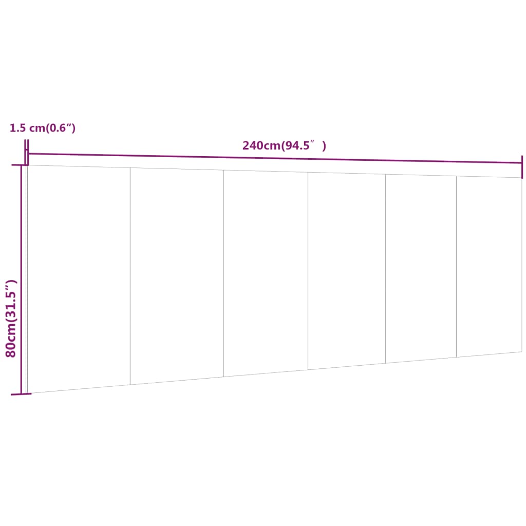 Veggmontert sengegavl brun eik 240x1,5x80 cm konstruert tre