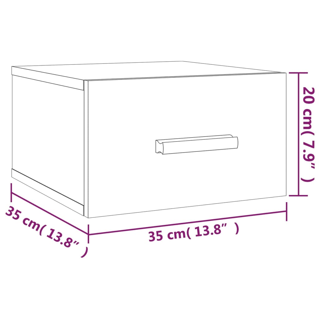 Veggmontert nattbord 2 stk sonoma eik 35x35x20 cm