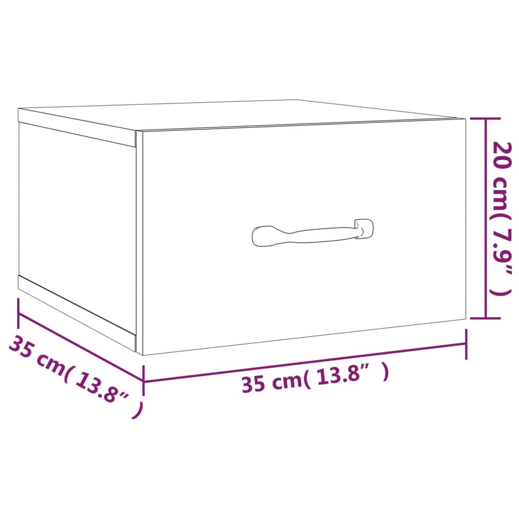 Veggmontert nattbord svart 35x35x20 cm