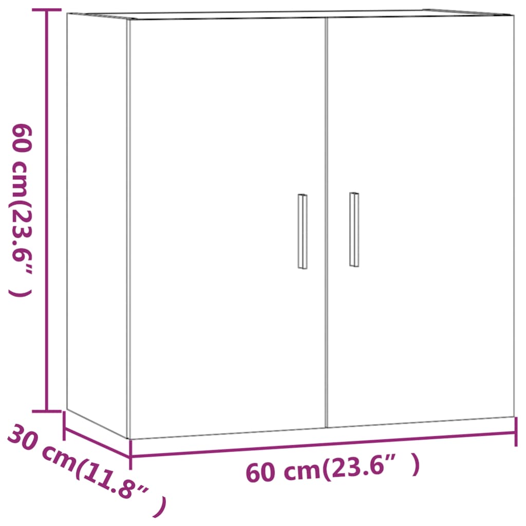 Veggskap hvit 60x30x60 cm konstruert tre