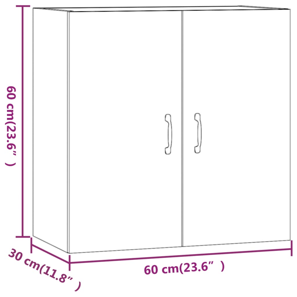 Veggskap svart 60x31x60 cm konstruert tre