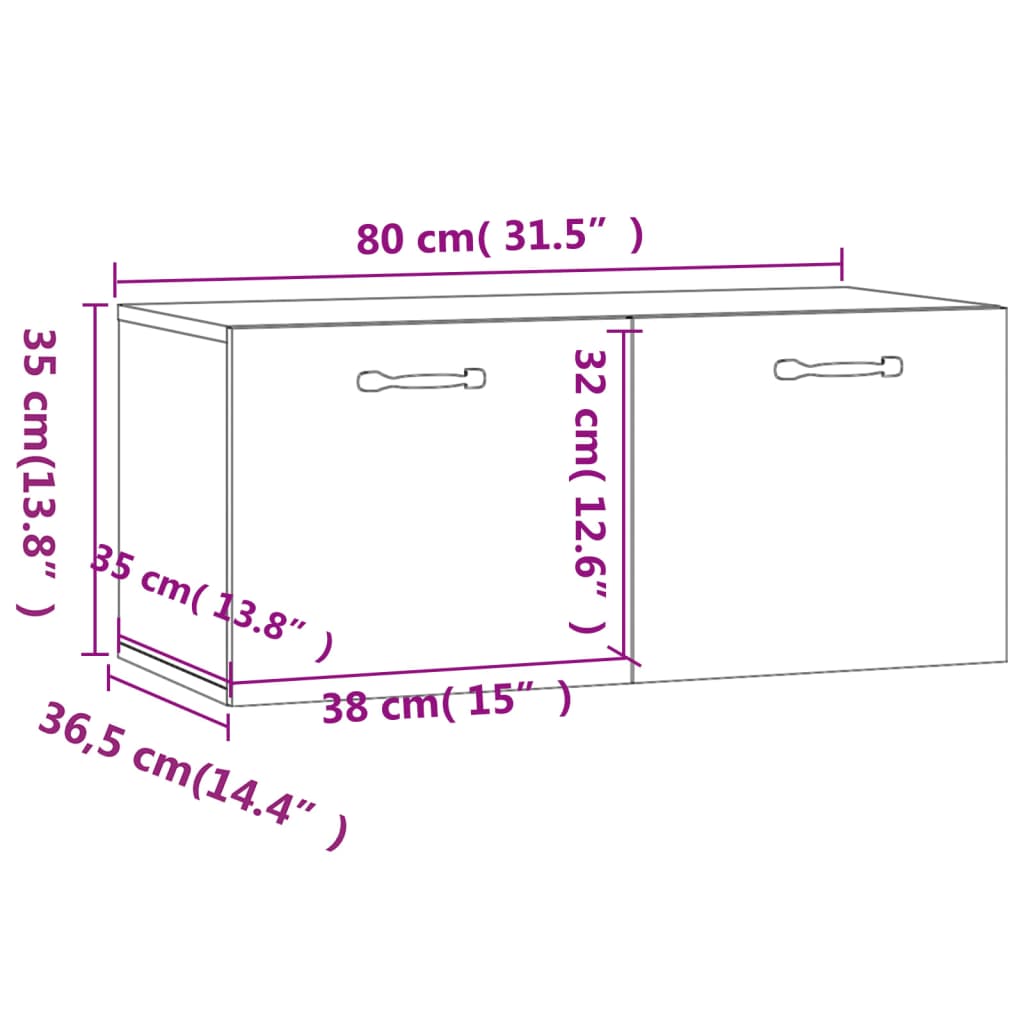 Veggskap svart 80x35x36,5 cm konstruert tre