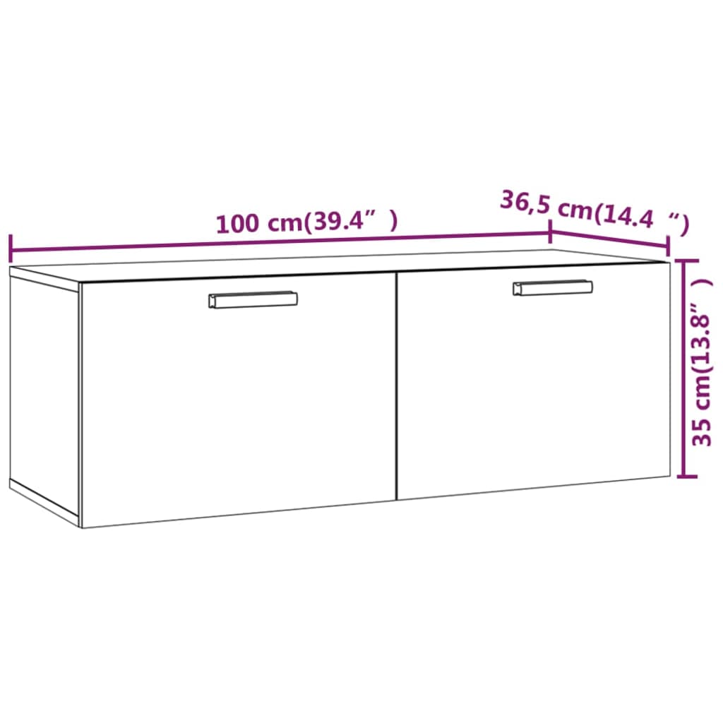 Veggskap hvit 100x36,5x35 cm konstruert tre