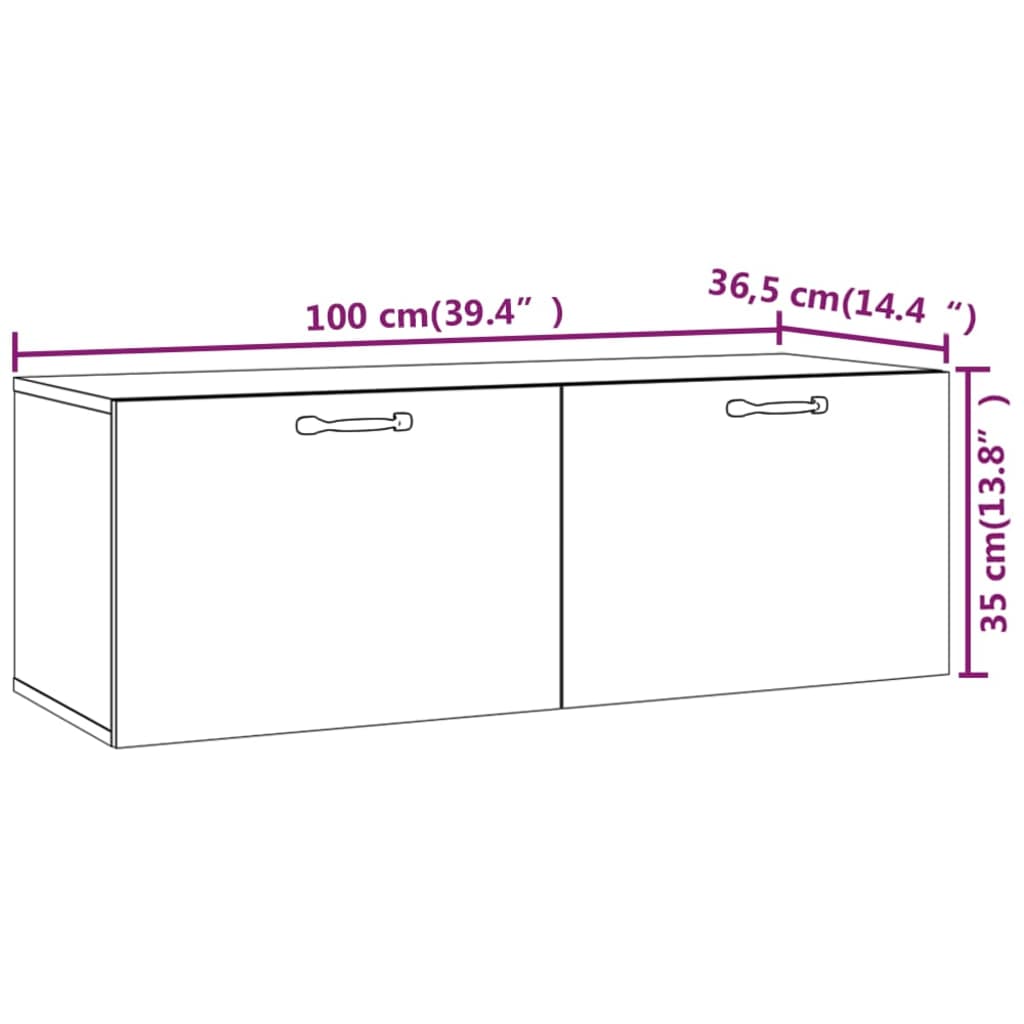 Veggskap hvit 100x36,5x35 cm konstruert tre