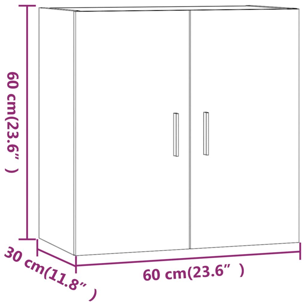 Veggskap røkt eik 60x30x60 cm konstruert tre