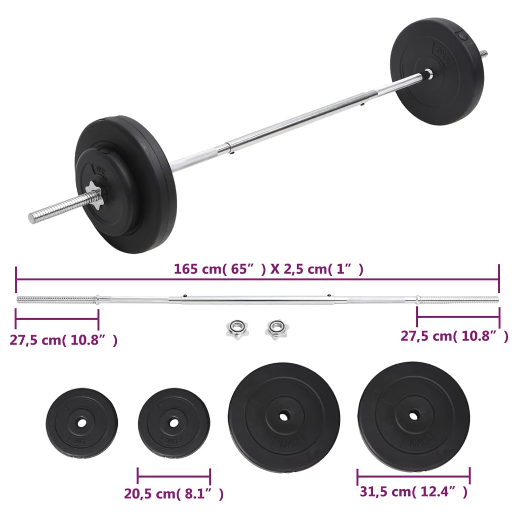 Vektstangsett med skiver 30 kg