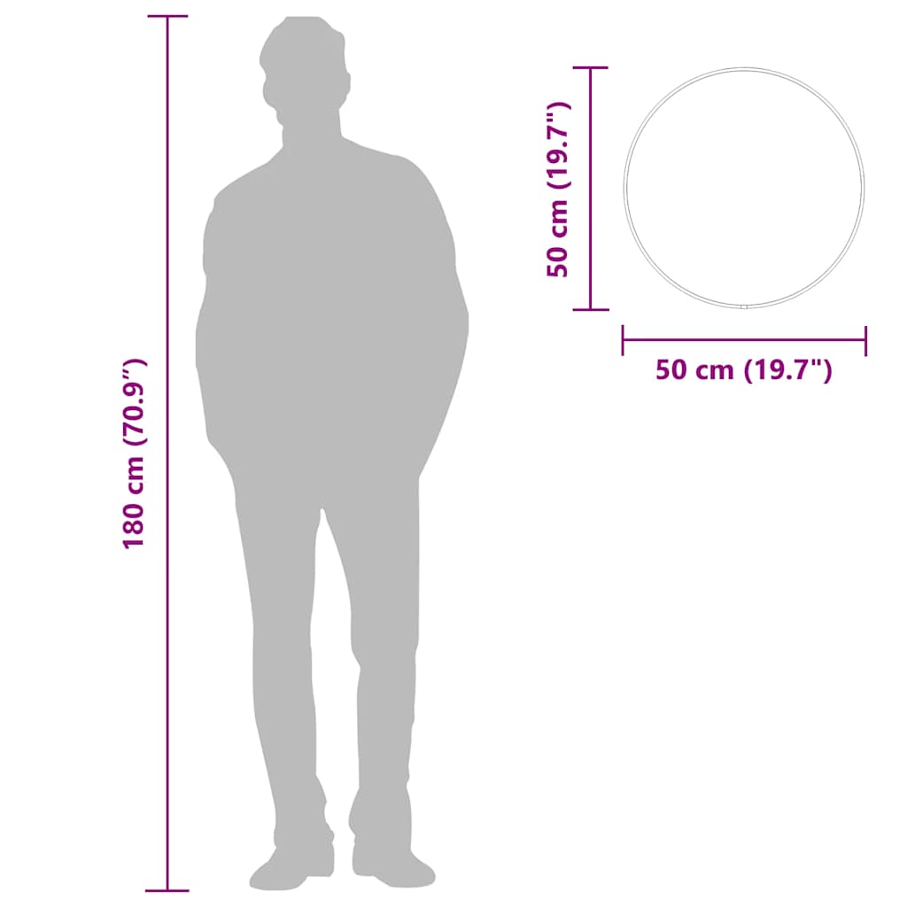 Veggspeil sølv Ø 50 cm rund