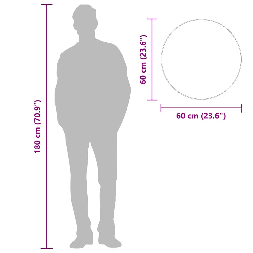 Veggspeil svart Ø 60 cm rund