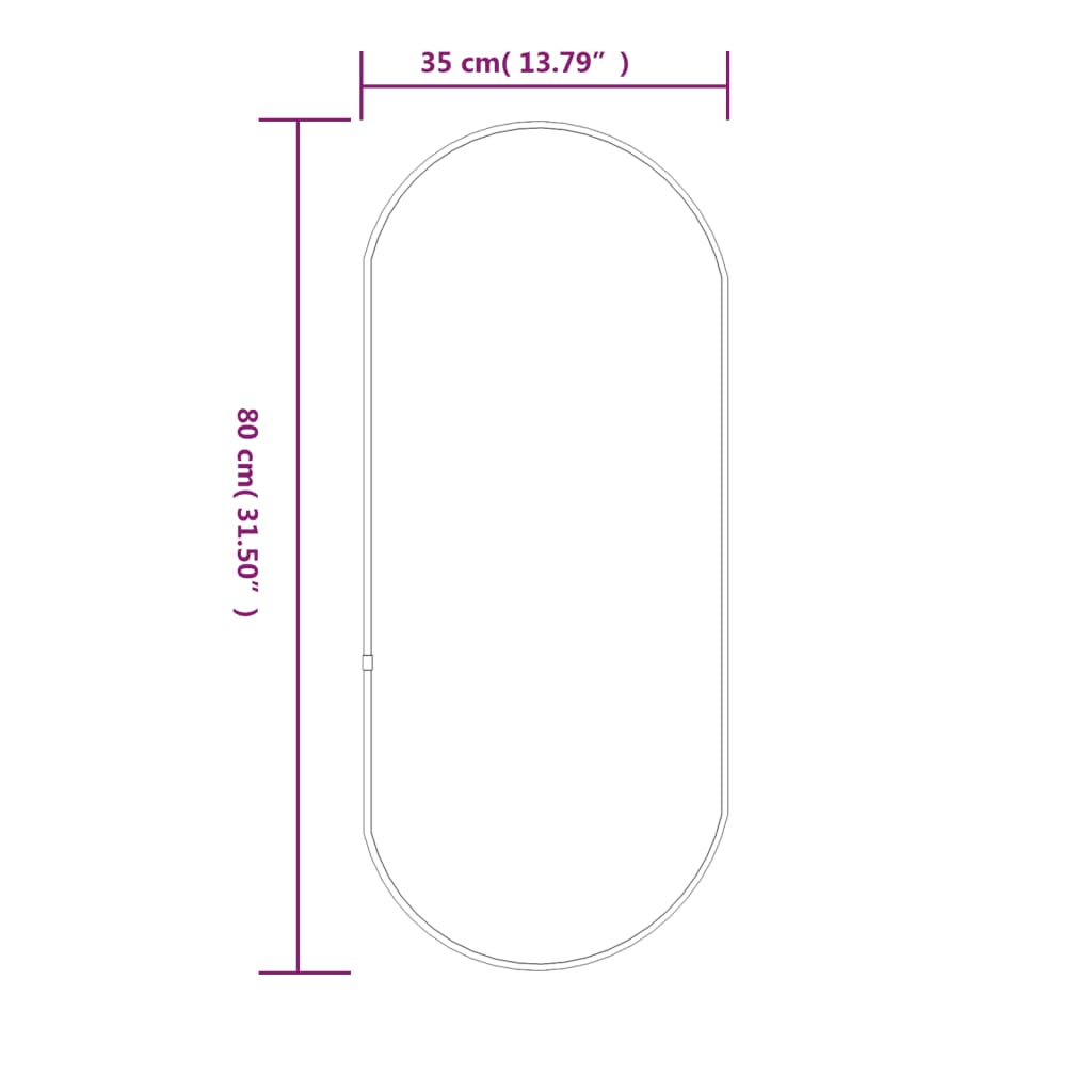 Veggspeil svart 80x35 cm oval