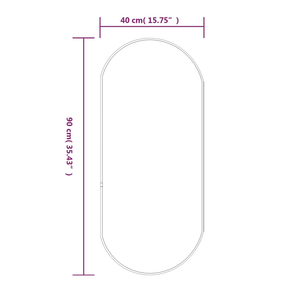 Veggspeil svart 90x40 cm oval