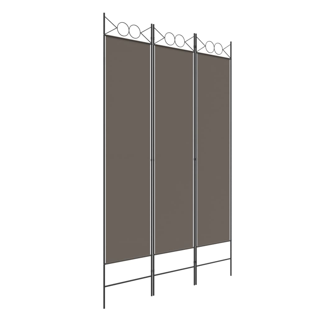 vidaXL Romdeler 3 paneler antrasitt 120x220 cm stoff