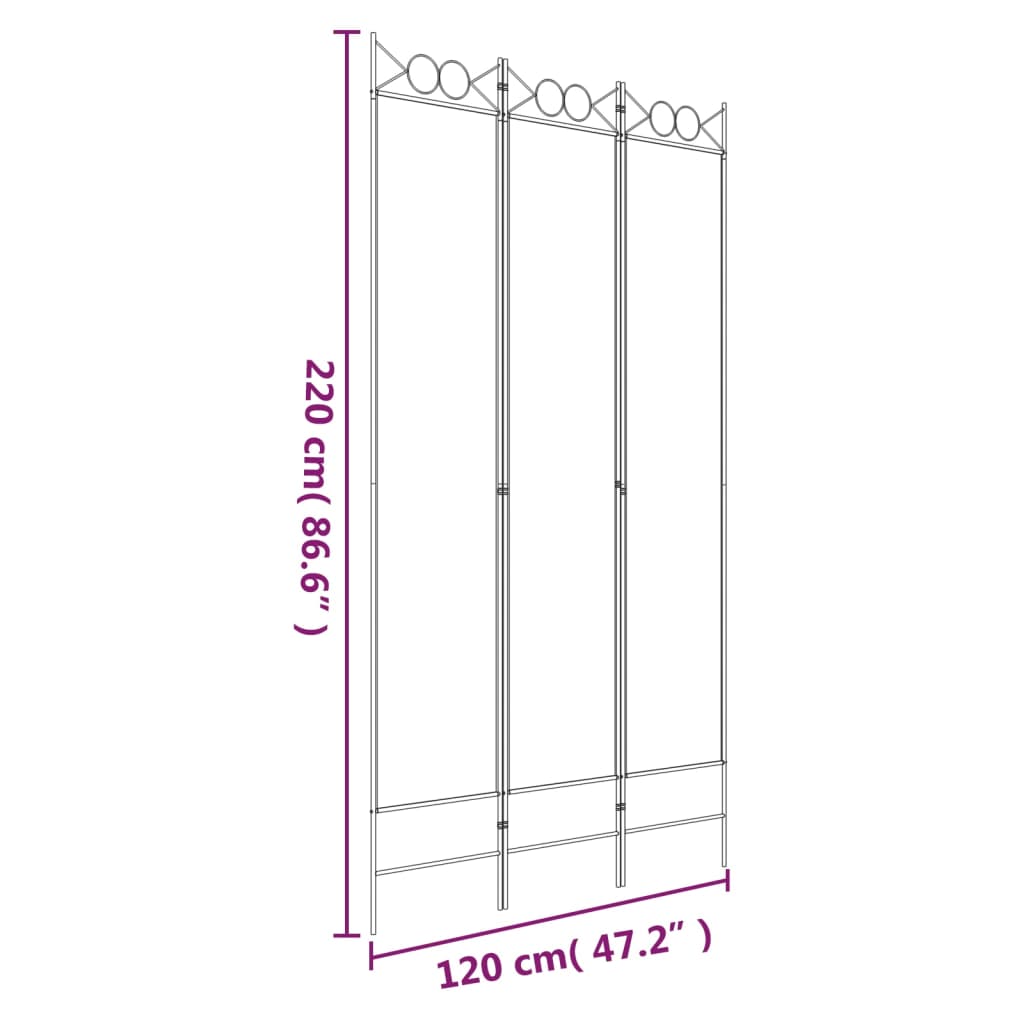 vidaXL Romdeler 3 paneler antrasitt 120x220 cm stoff