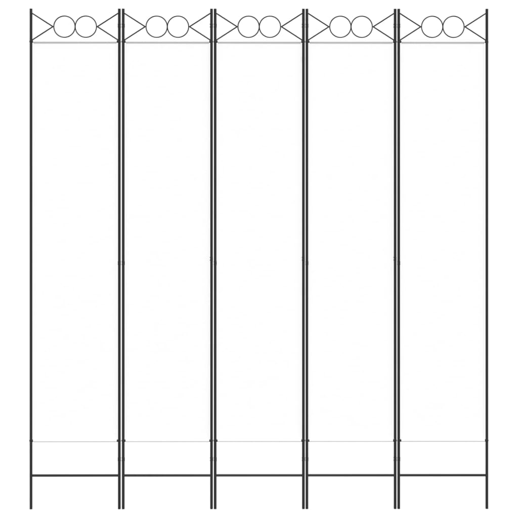 vidaXL Romdeler 5 paneler hvit 200x220 cm stoff