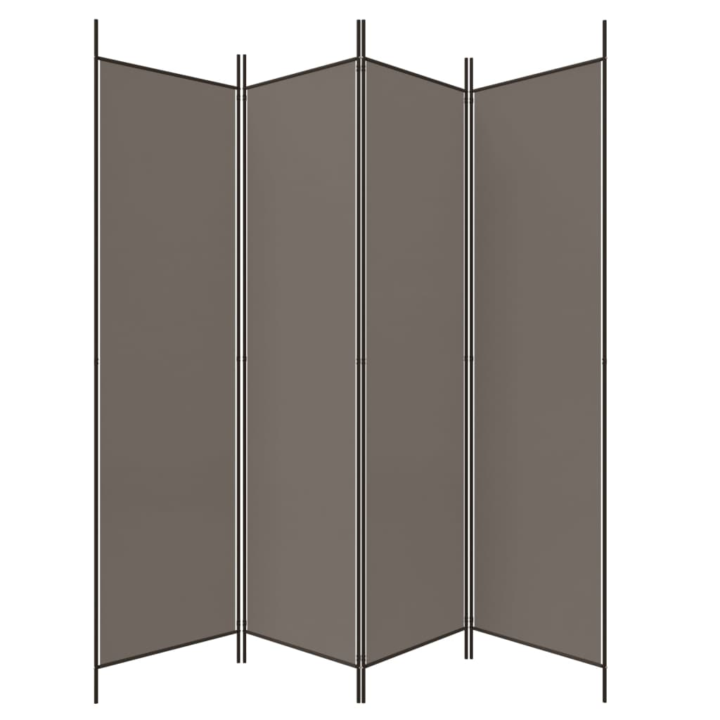 vidaXL Romdeler 4 paneler antrasitt 200x220 cm stoff