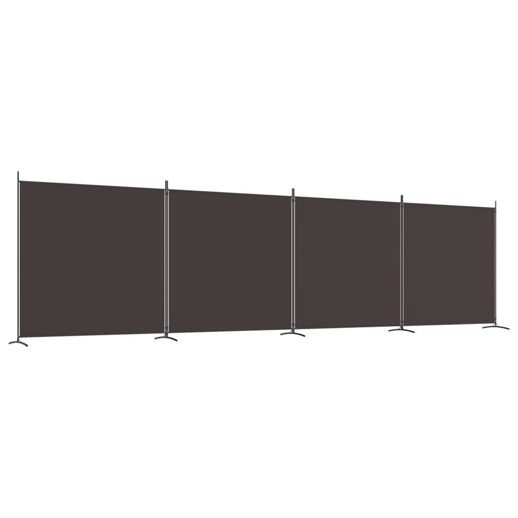 vidaXL Romdeler med 4 paneler brun 698x180 cm stoff