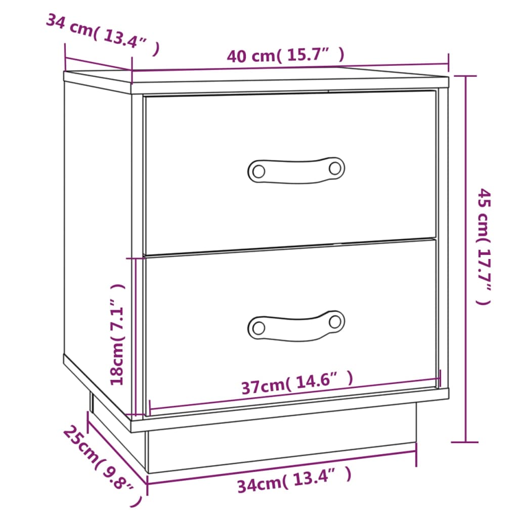  vidaXL Nattbord 2 stk 40x34x45 cm heltre furu