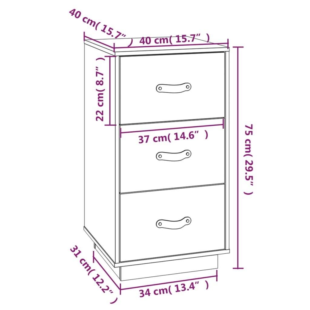  vidaXL Nattbord 2 stk 40x40x75 cm heltre furu