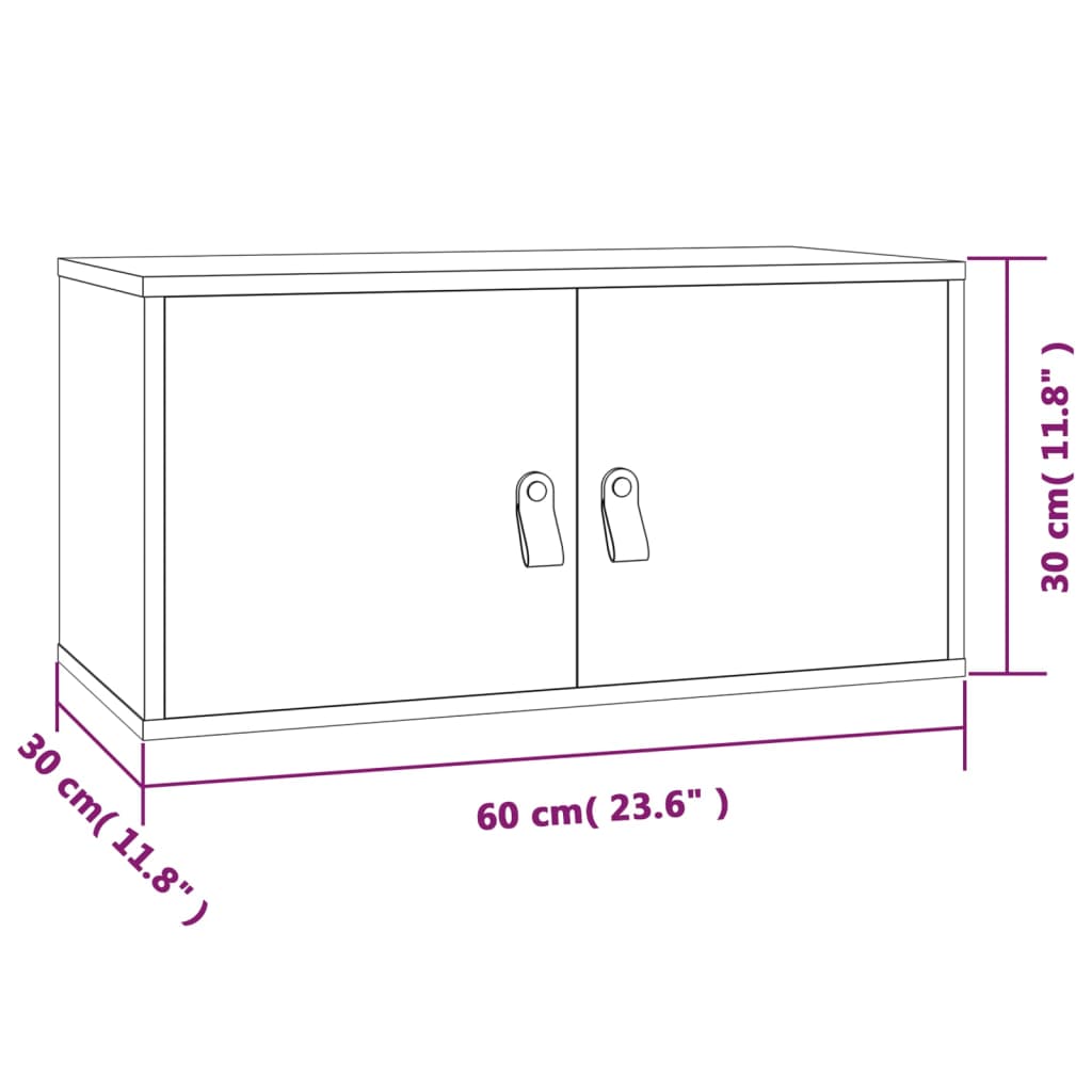 Veggskap hvit 60x30x30 cm heltre furu