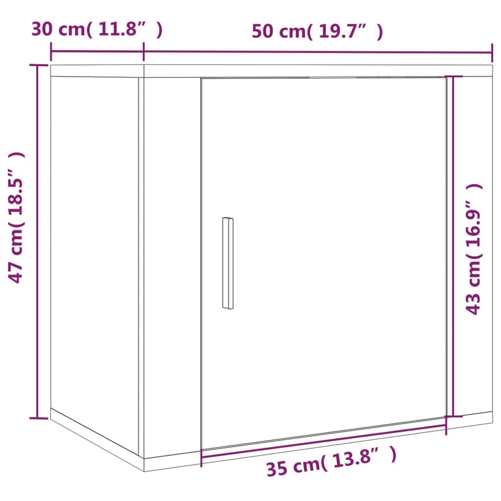 Veggmontert nattbord svart 50x30x47 cm