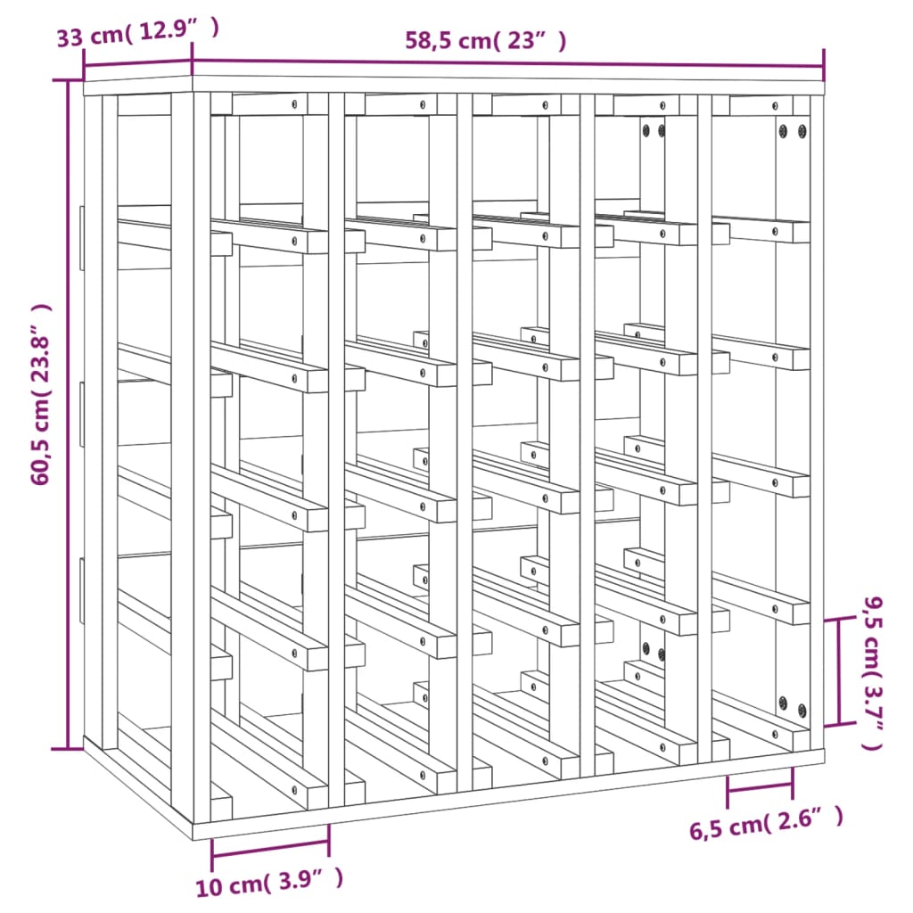 Vinstativ 58,5x33x60,5 cm heltre furu