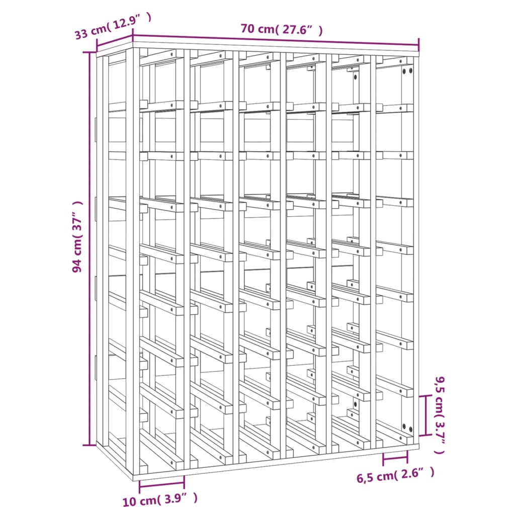 Vinstativ 70x33x94 cm heltre furu