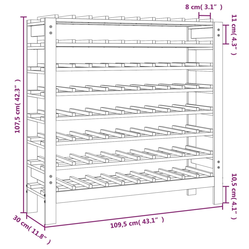 Vinstativ 109,5x30x107,5 cm heltre furu