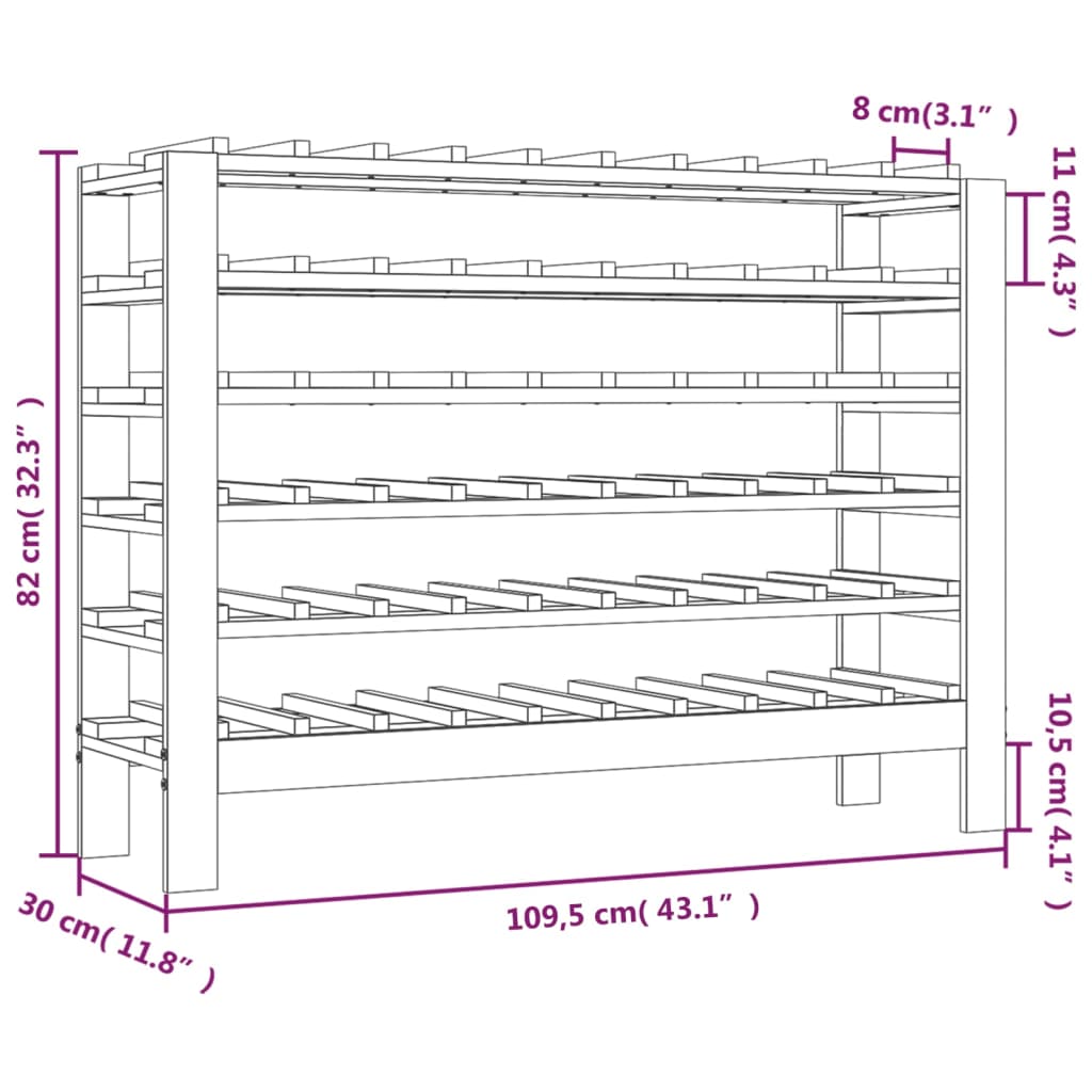 Vinstativ 109,5x30x82 cm heltre furu