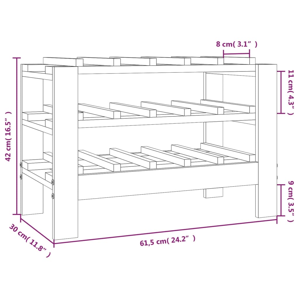 Vinstativ 61,5x30x42 cm heltre furu