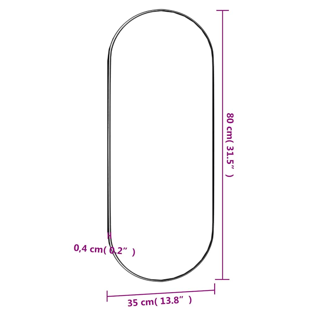 Veggspeil 35x80 cm glass oval