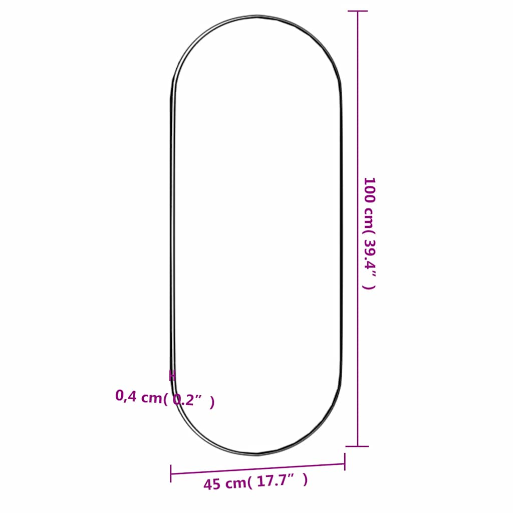 Veggspeil 45x100 cm glass oval