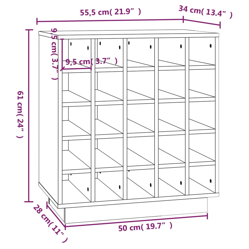 Vinhylle 55,5x34x61 cm heltre furu