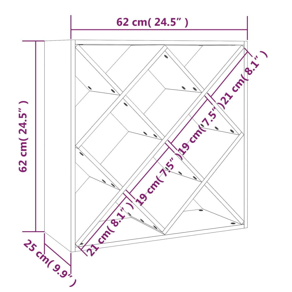 Vinhylle 62x25x62 cm heltre furu