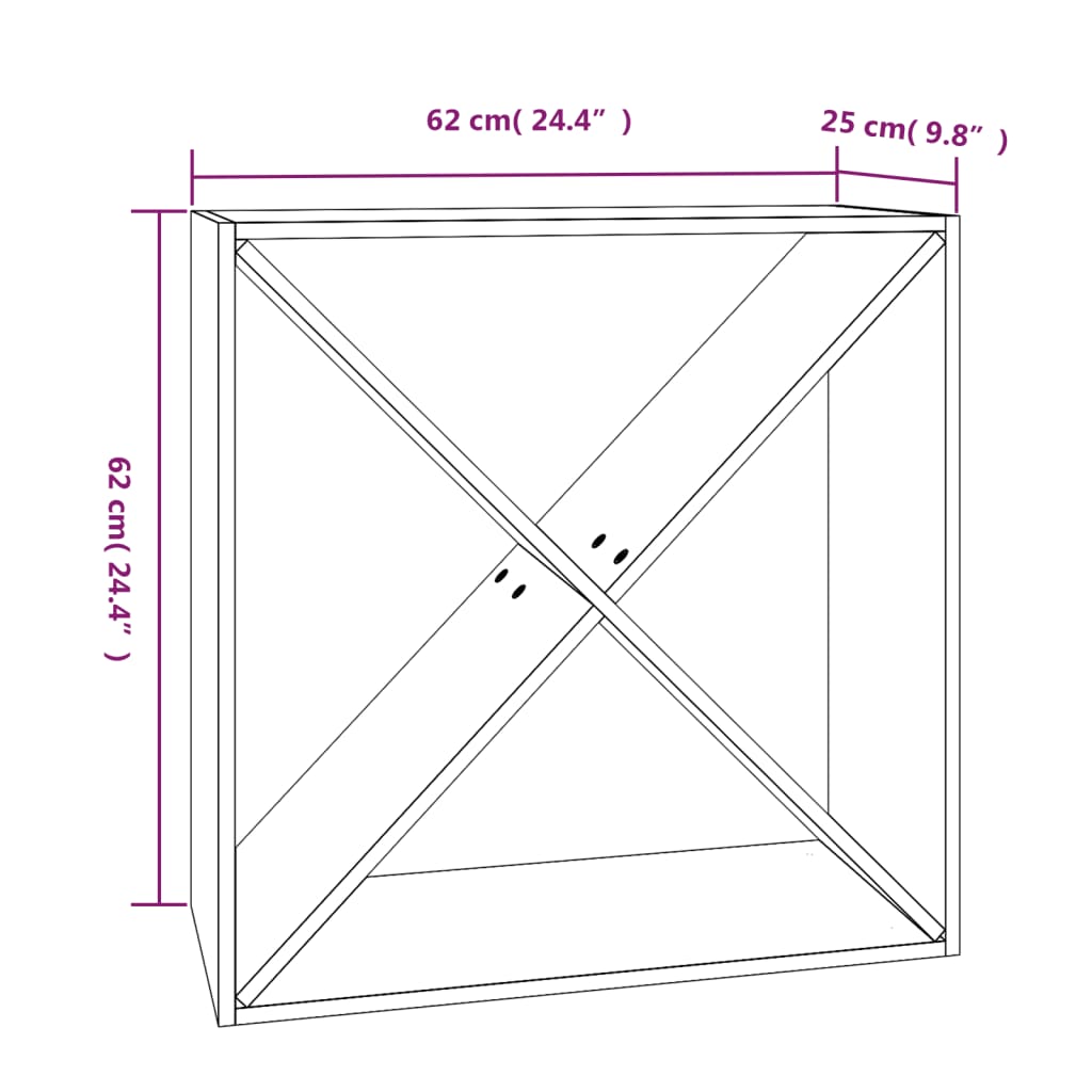 Vinhylle hvit 62x25x62 cm heltre furu