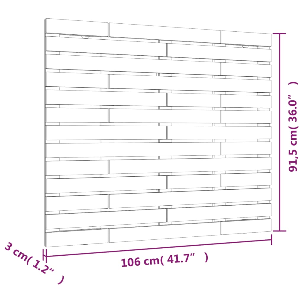 Veggmontert hodegavl 106x3x91,5 cm heltre furu