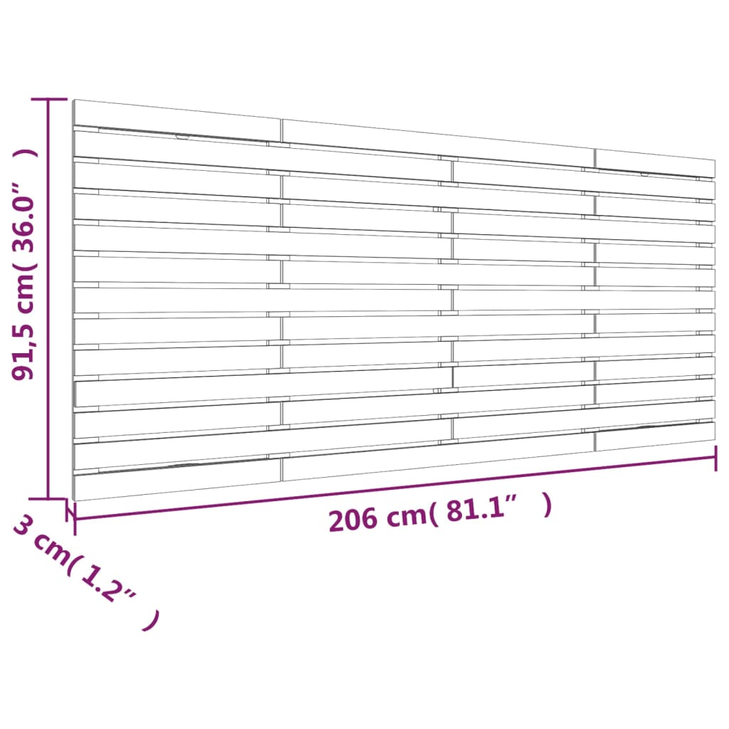 Veggmontert hodegavl honningbrun 206x3x91,5 cm heltre furu