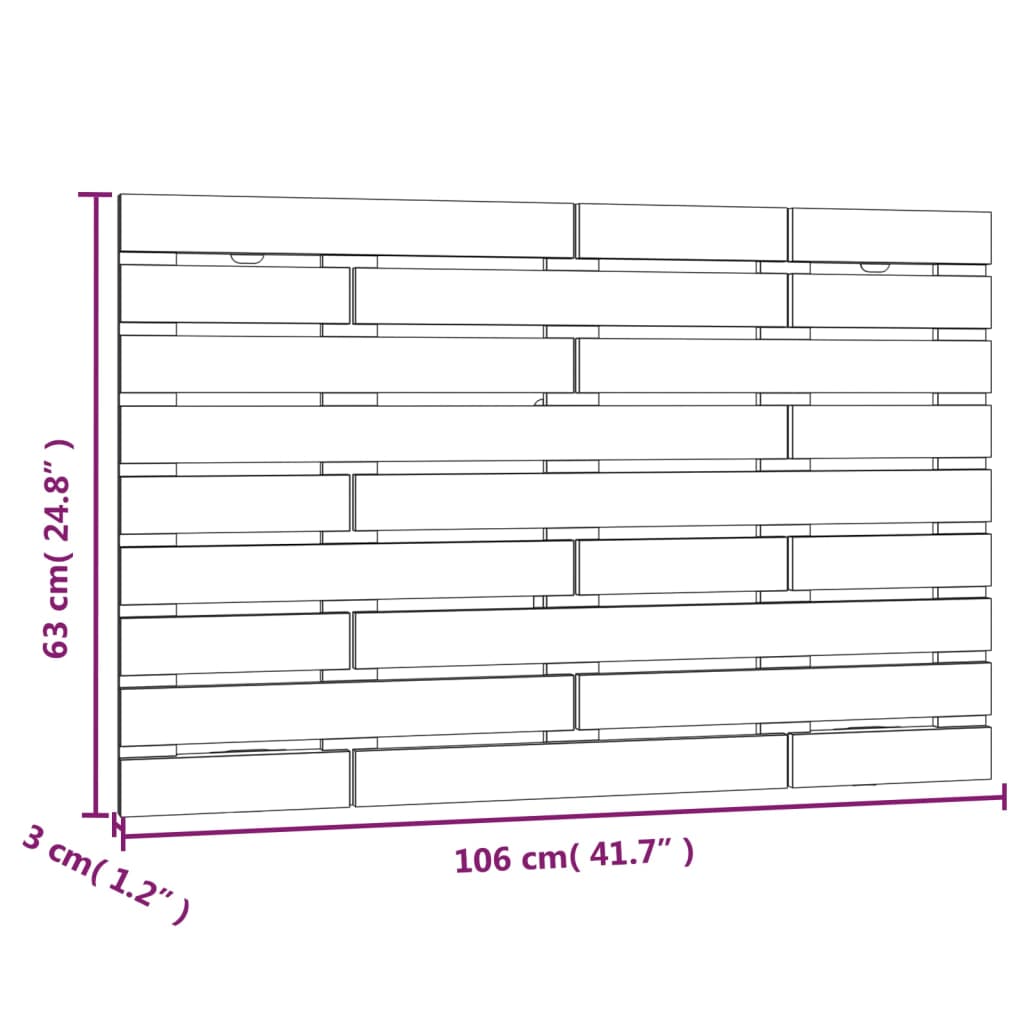 Veggmontert hodegavl 106x3x63 cm heltre furu