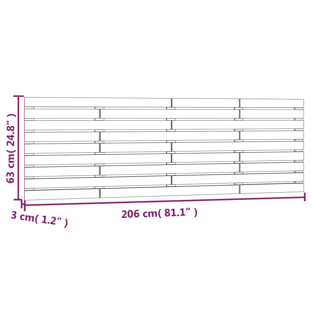 Veggmontert hodegavl honningbrun 206x3x63 cm heltre furu