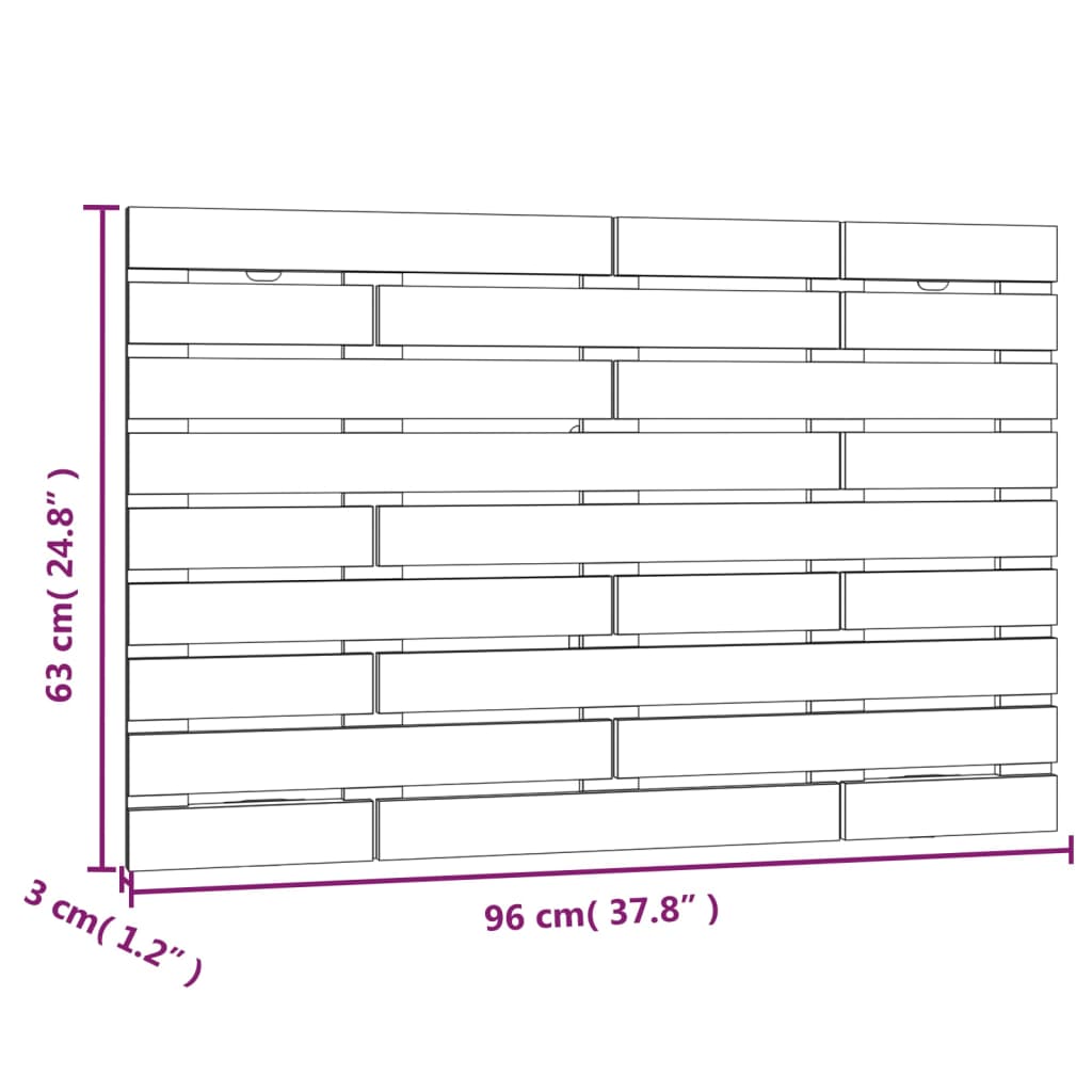 Veggmontert hodegavl 96x3x63 cm heltre furu