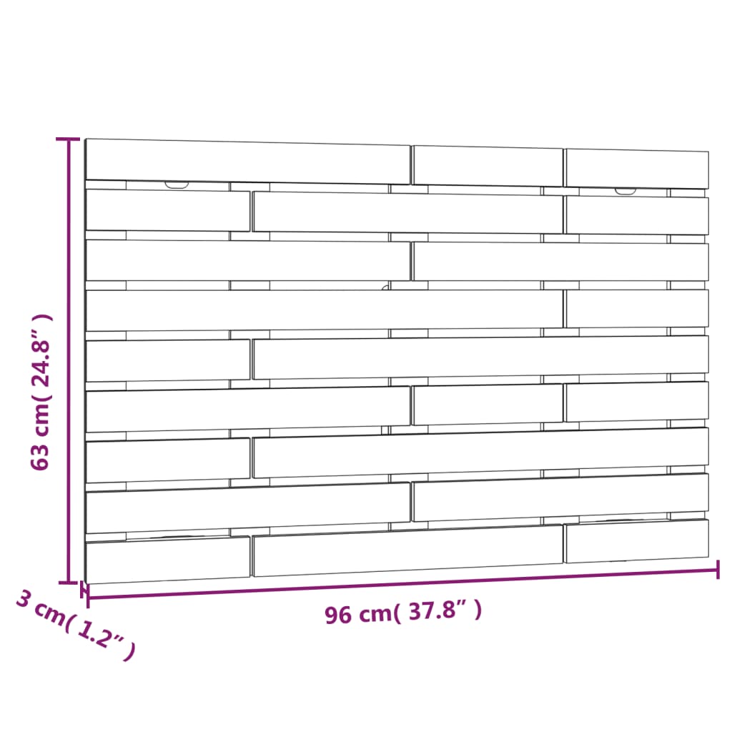 Veggmontert hodegavl honningbrun 96x3x63 cm heltre furu