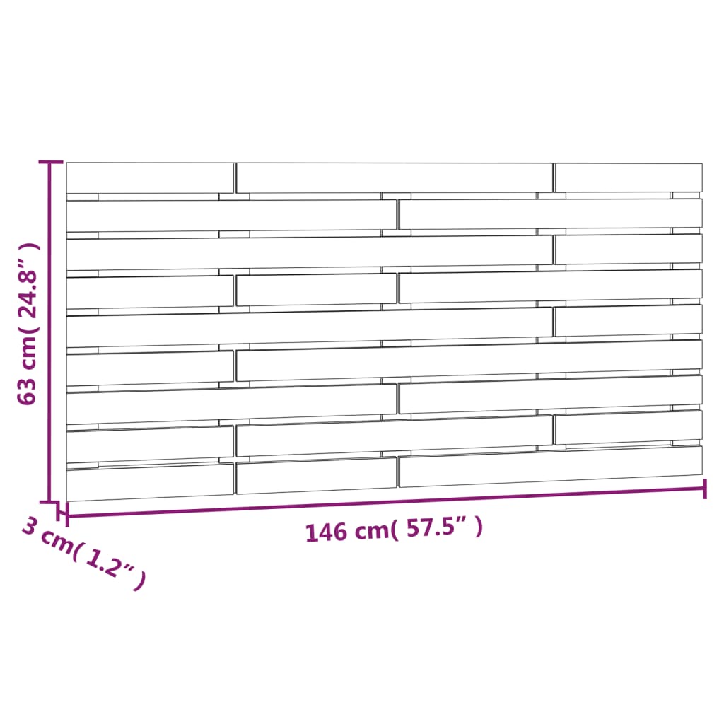 Veggmontert hodegavl honningbrun 146x3x63 cm heltre furu