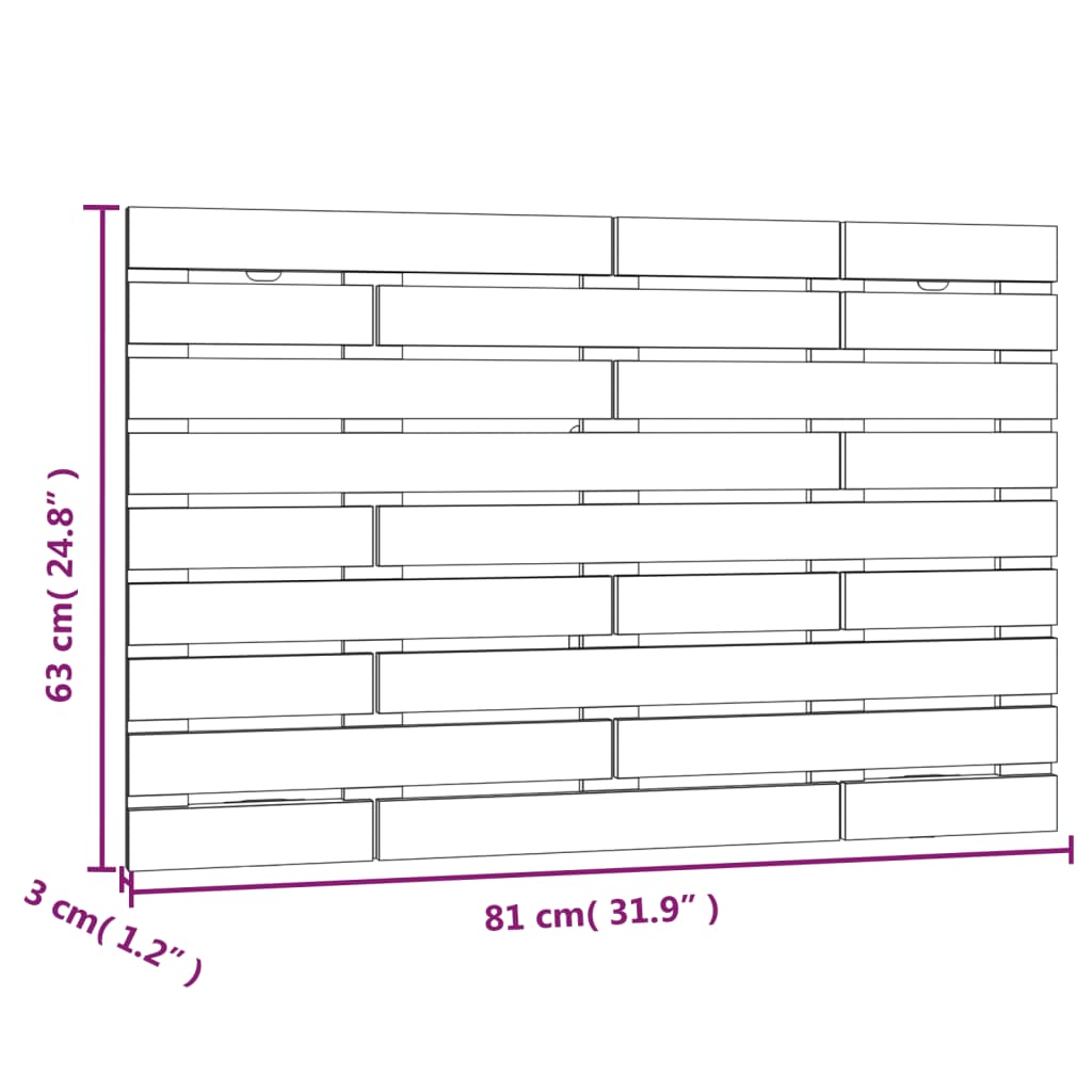 Veggmontert hodegavl 81x3x63 cm heltre furu