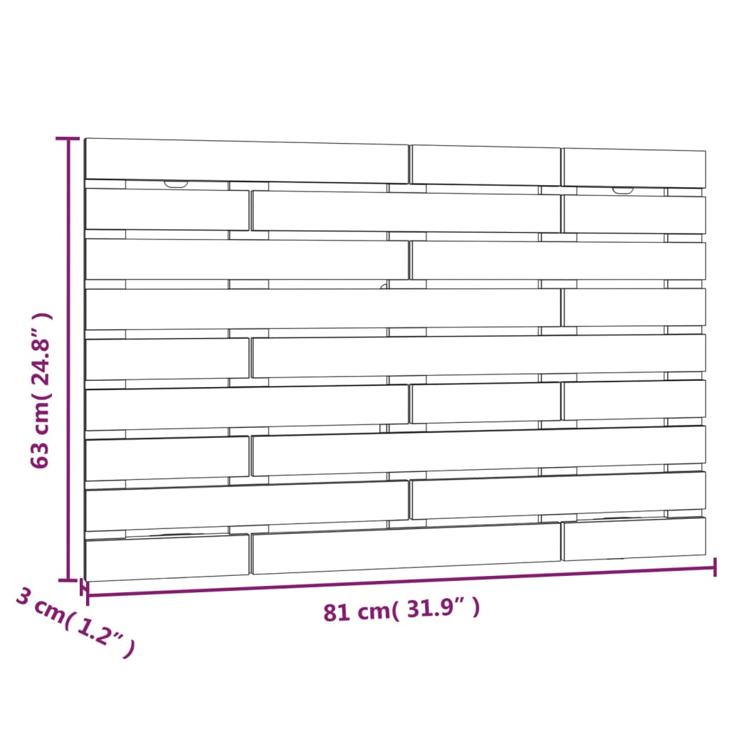 Veggmontert hodegavl honningbrun 81x3x63 cm heltre furu