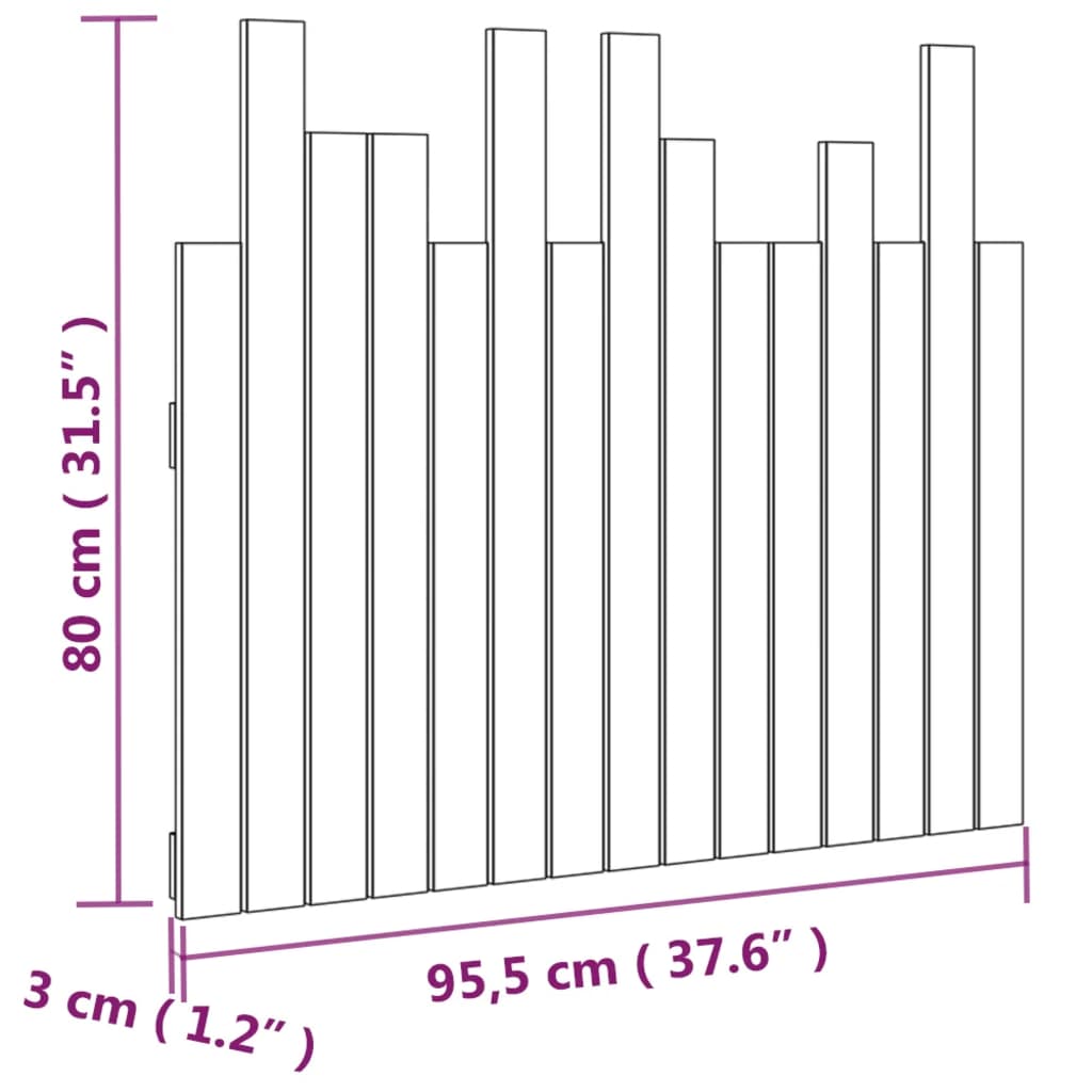 Veggmontert hodegavl 95,5x3x80 cm heltre furu