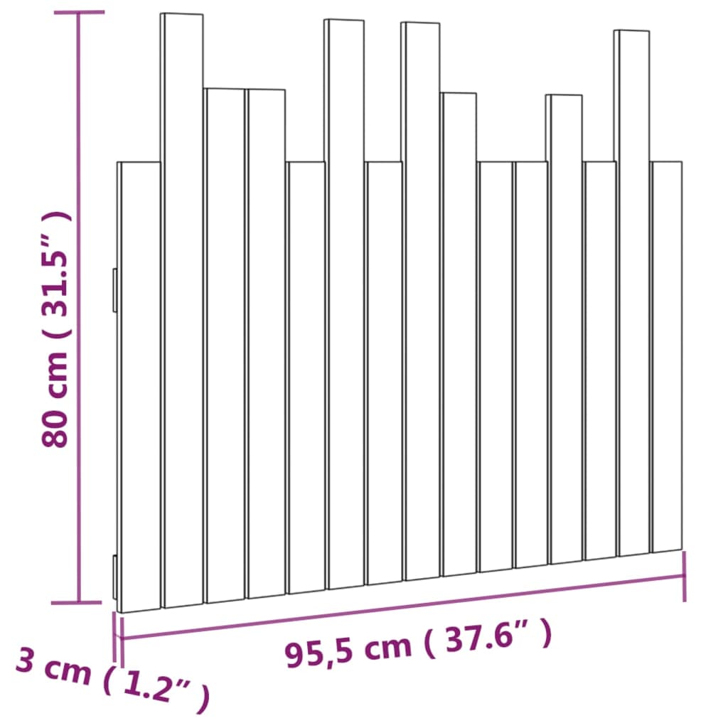 Veggmontert hodegavl honningbrun 95,5x3x80 cm heltre furu