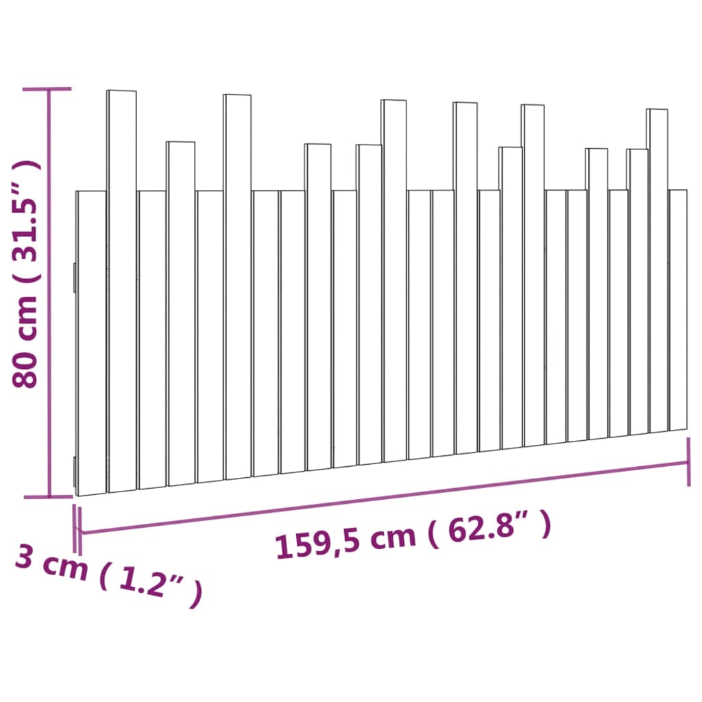 Veggmontert hodegavl 159,5x3x80 cm heltre furu