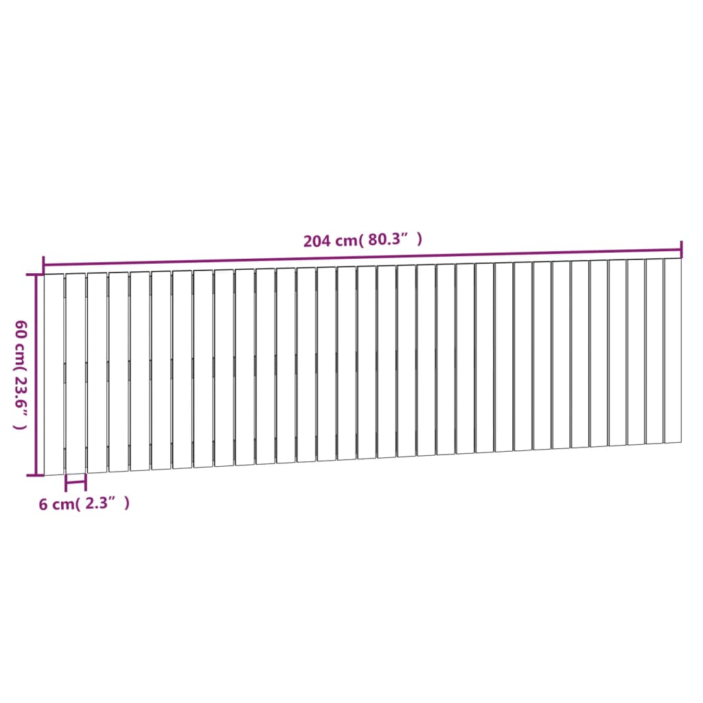 Veggmontert hodegavl honningbrun 204x3x60 cm heltre furu