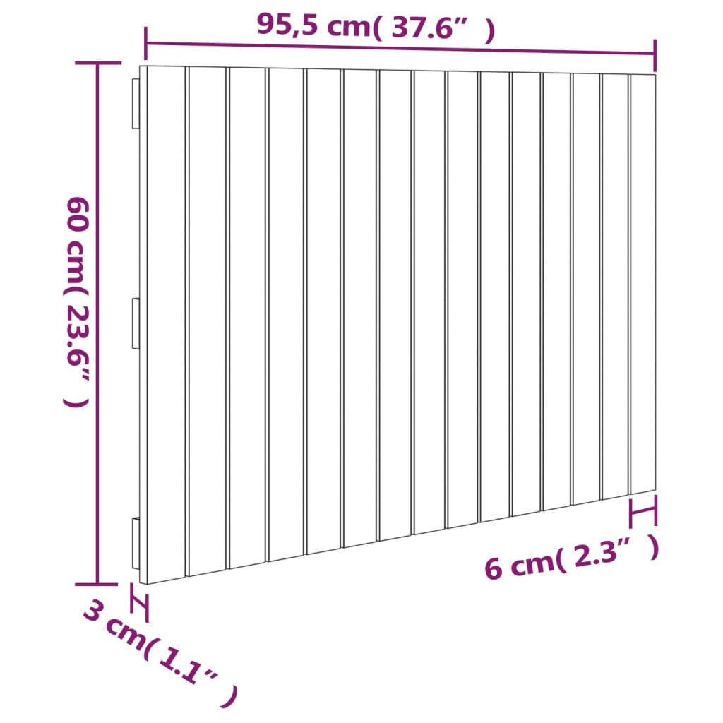 Veggmontert hodegavl 95,5x3x60 cm heltre furu